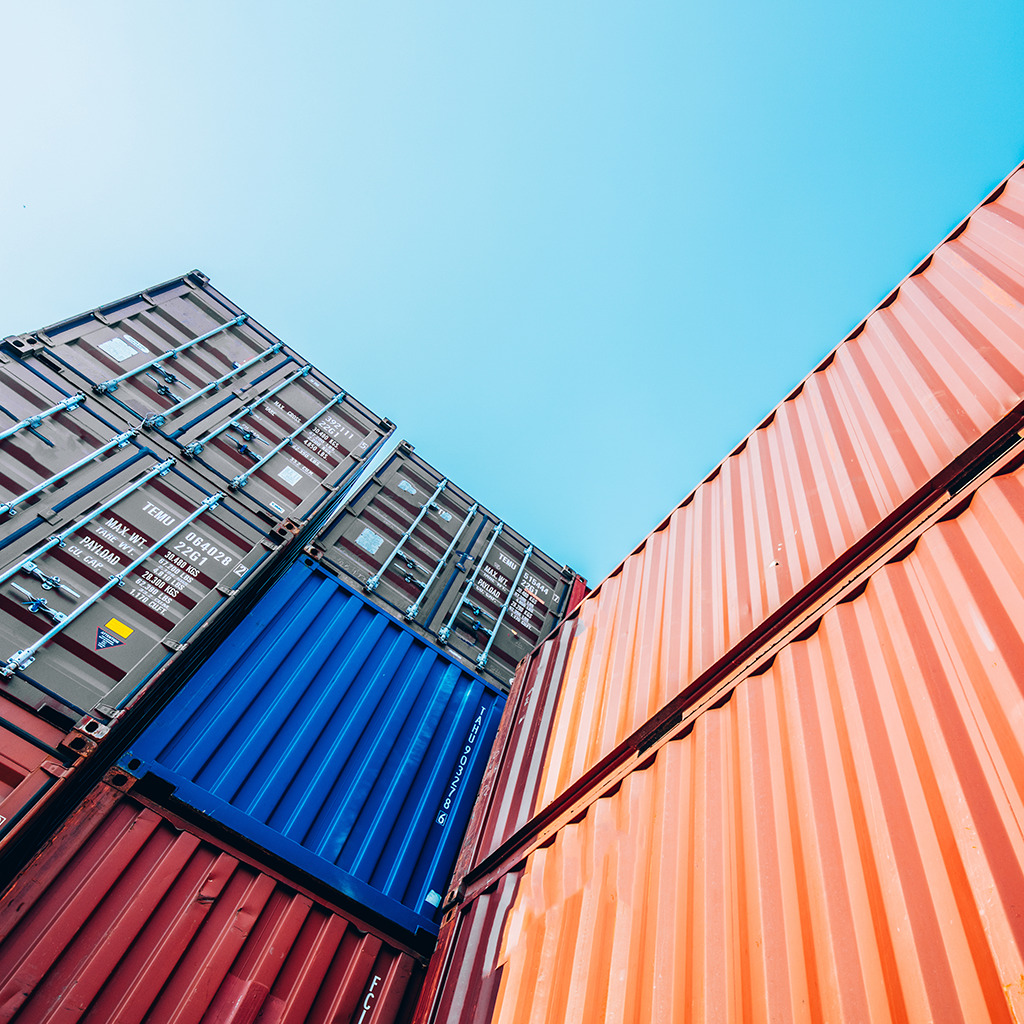 shipping containers in multiple colours
